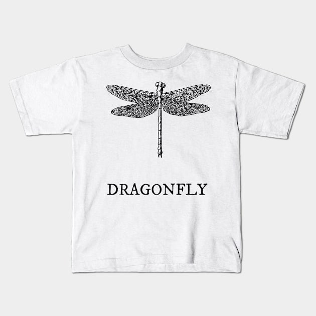 Dragonfly Vintage Illustration Kids T-Shirt by jutulen